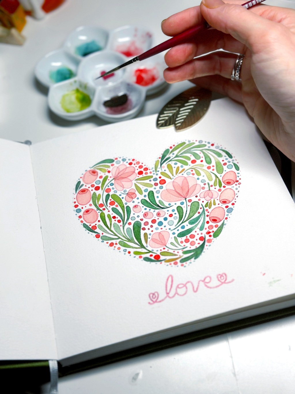 Blooming Heart Coloring Page